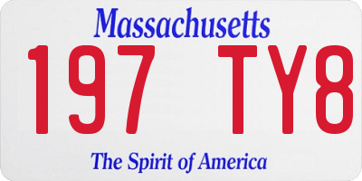 MA license plate 197TY8