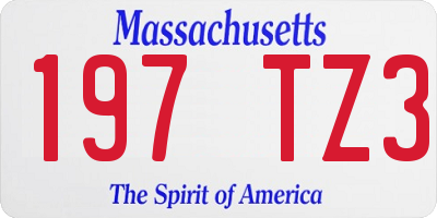 MA license plate 197TZ3