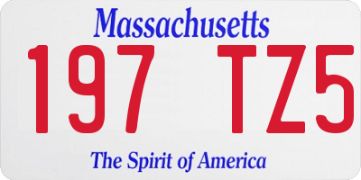 MA license plate 197TZ5