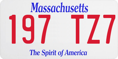 MA license plate 197TZ7