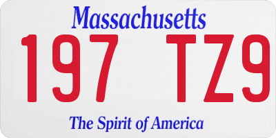 MA license plate 197TZ9