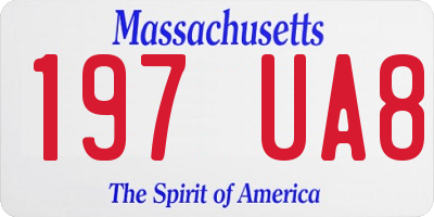 MA license plate 197UA8