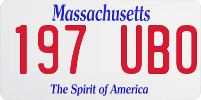 MA license plate 197UB0