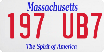 MA license plate 197UB7