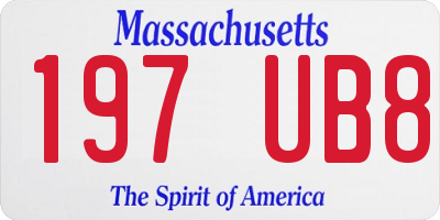 MA license plate 197UB8
