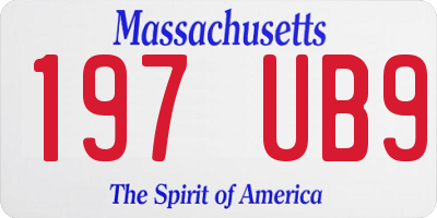 MA license plate 197UB9