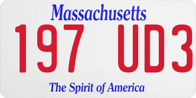 MA license plate 197UD3