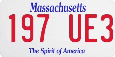 MA license plate 197UE3