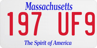 MA license plate 197UF9