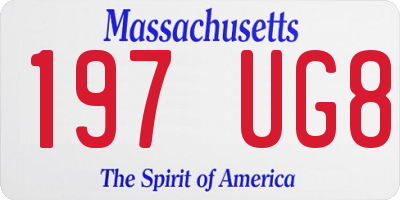 MA license plate 197UG8
