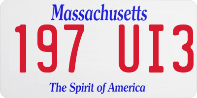 MA license plate 197UI3