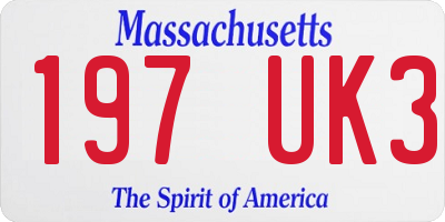 MA license plate 197UK3
