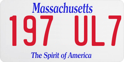 MA license plate 197UL7