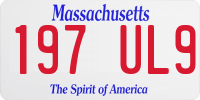 MA license plate 197UL9