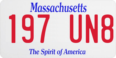 MA license plate 197UN8