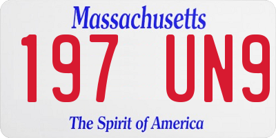 MA license plate 197UN9