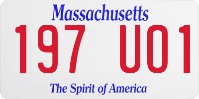 MA license plate 197UO1
