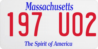 MA license plate 197UO2