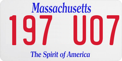MA license plate 197UO7