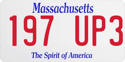 MA license plate 197UP3