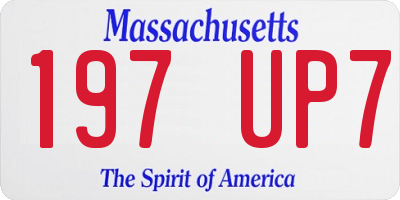 MA license plate 197UP7