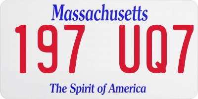 MA license plate 197UQ7