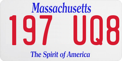 MA license plate 197UQ8