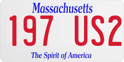 MA license plate 197US2