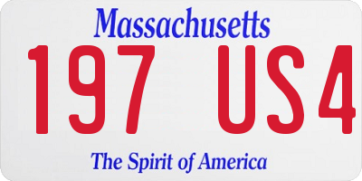 MA license plate 197US4