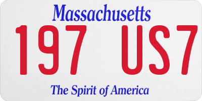 MA license plate 197US7