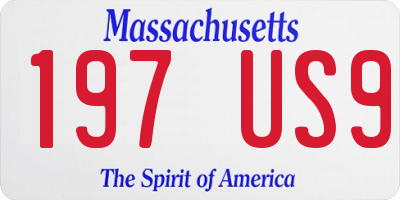 MA license plate 197US9