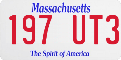 MA license plate 197UT3