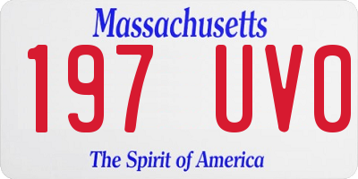 MA license plate 197UV0