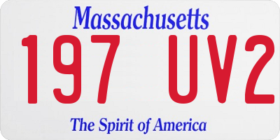MA license plate 197UV2
