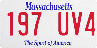 MA license plate 197UV4