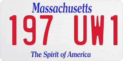 MA license plate 197UW1
