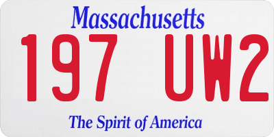 MA license plate 197UW2