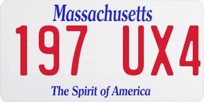 MA license plate 197UX4
