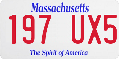 MA license plate 197UX5