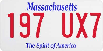 MA license plate 197UX7