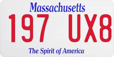 MA license plate 197UX8