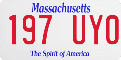 MA license plate 197UY0