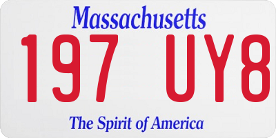MA license plate 197UY8