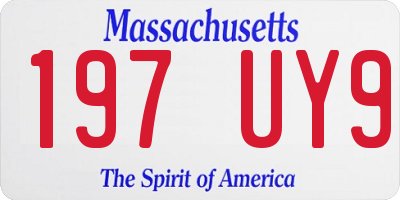 MA license plate 197UY9