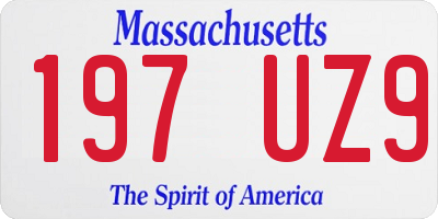 MA license plate 197UZ9