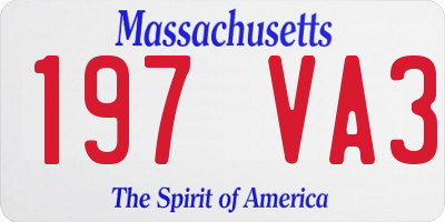 MA license plate 197VA3
