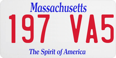MA license plate 197VA5