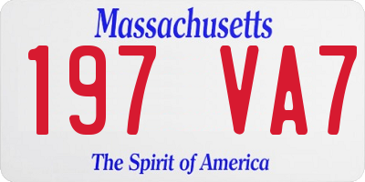 MA license plate 197VA7