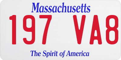 MA license plate 197VA8