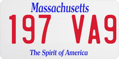 MA license plate 197VA9